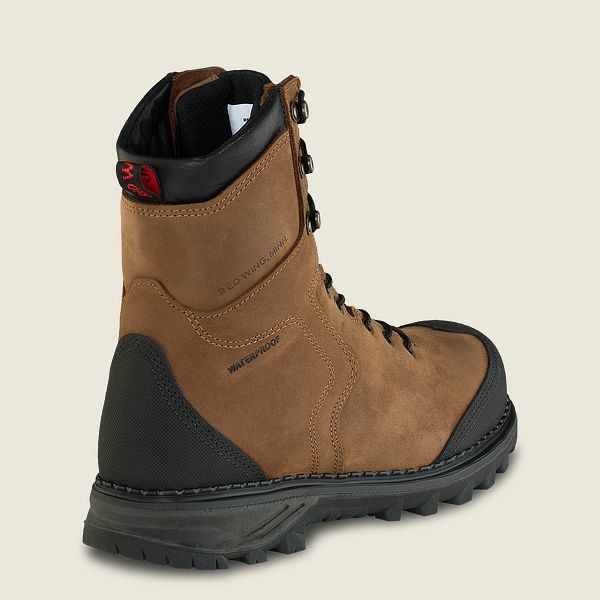 Men's Red Wing Burnside 8-inch Waterproof Safety Toe Boots Brown / Black | NBD-695084