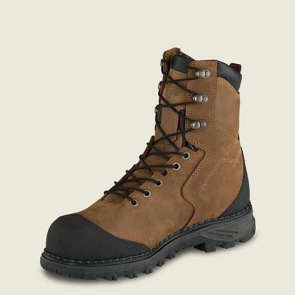 Men's Red Wing Burnside 8-inch Waterproof Safety Toe Boots Brown / Black | NBD-695084