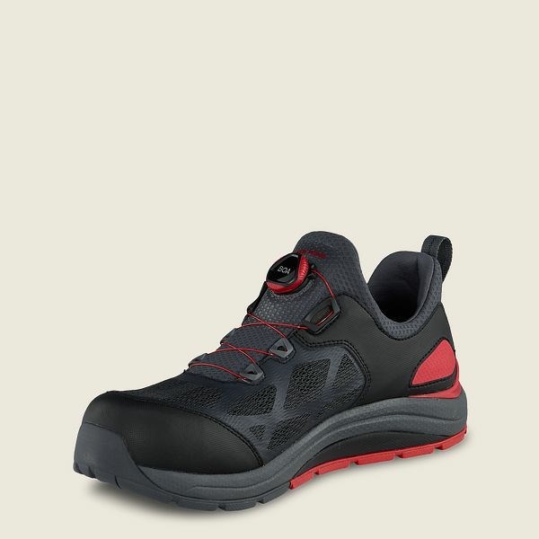 Men's Red Wing CoolTech Athletics Safety Toe Work Shoes Black / Red | ZJX-682354