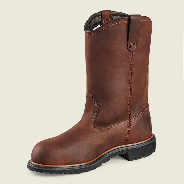 Men's Red Wing DynaForce 11-inch Waterproof Pull-On Boot Safety Toe Boots Brown | XOQ-365209