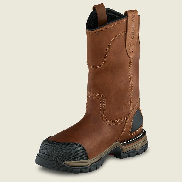 Men's Red Wing FlexForce 11-inch Waterproof Pull-On Boot Safety Toe Boots Brown / Black | PLX-531270