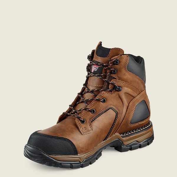 Men's Red Wing FlexForce 6-inch Waterproof Safety Toe Boots Brown / Black | LMN-602149