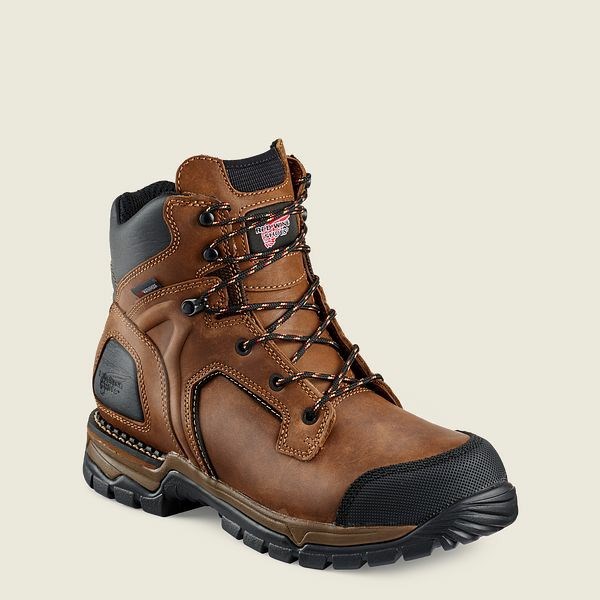 Men\'s Red Wing FlexForce 6-inch Waterproof Safety Toe Boot Work Boots Brown | XCW-479208