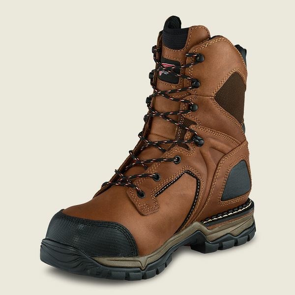 Men's Red Wing FlexForce 8-inch Waterproof Safety Toe Boot Work Boots Brown | QOU-948231