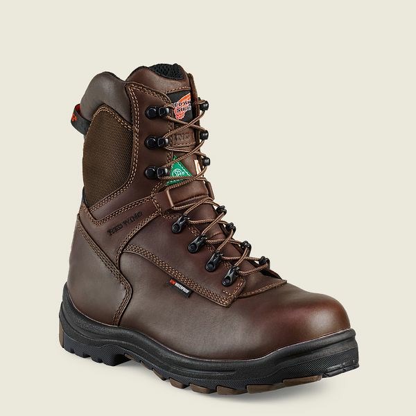 Men\'s Red Wing King Toe 8-inch Insulated, Waterproof CSA Safety Toe Boots Brown / Black | LGJ-032768