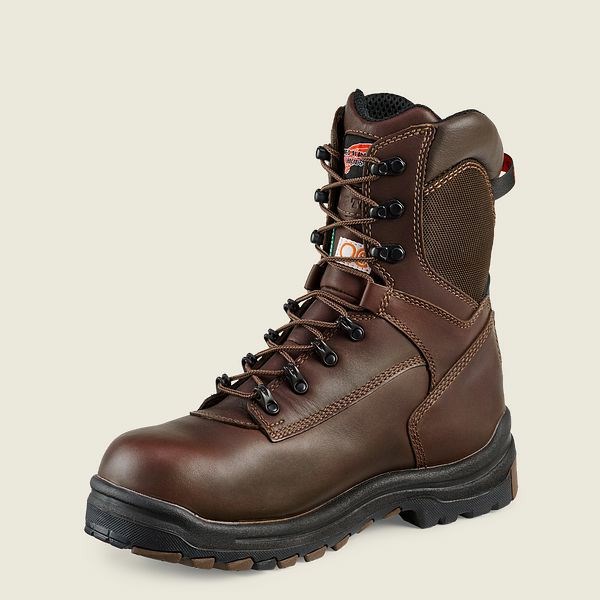 Men's Red Wing King Toe 8-inch Insulated, Waterproof CSA Safety Toe Boot Work Boots Brown | TUL-529468