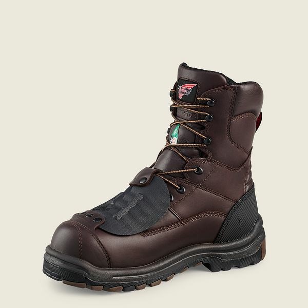 Men's Red Wing King Toe 8-inch Waterproof CSA Metguard Safety Toe Boot Work Boots Brown | ABN-372410