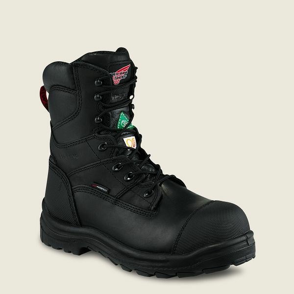 Men\'s Red Wing King Toe 8-inch Waterproof CSA Safety Toe Boots Black | CZX-436912