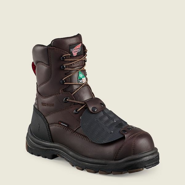 Men\'s Red Wing King Toe 8-inch Waterproof CSA Metguard Safety Toe Boots Brown / Black | USD-174395