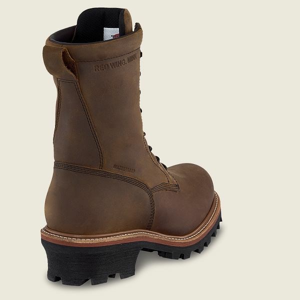 Men's Red Wing LoggerMax 9-inch Insulated, Waterproof Safety Toe Boots Black | LIV-348165