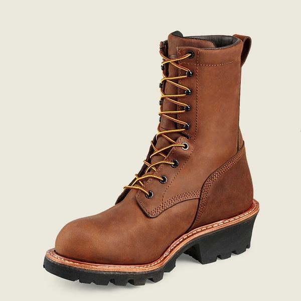 Men's Red Wing LoggerMax 9-inch Waterproof Safety Toe Boot Work Boots Brown | AWH-463127