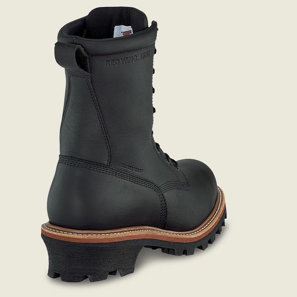 Men's Red Wing LoggerMax 9-inch Waterproof, Safety Toe Boot Work Boots Black | KWA-542930