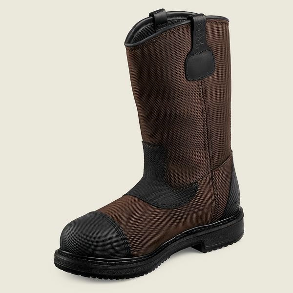 Men's Red Wing MaxBond 12-inch Waterproof Pull-On Boot Safety Toe Boots Brown / Black | BQE-340256