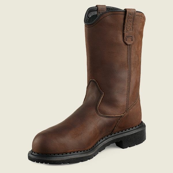 Men's Red Wing SuperSole 11-inch Waterproof Safety Toe Metguard Pull-On Boot Work Boots Brown | RNF-796058