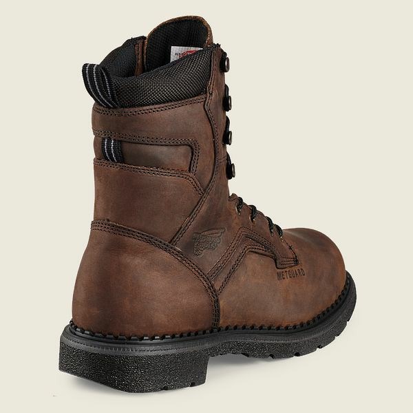 Men's Red Wing SuperSole 8-inch Waterproof Safety Toe Metguard Boot Work Boots Brown | VOA-463590