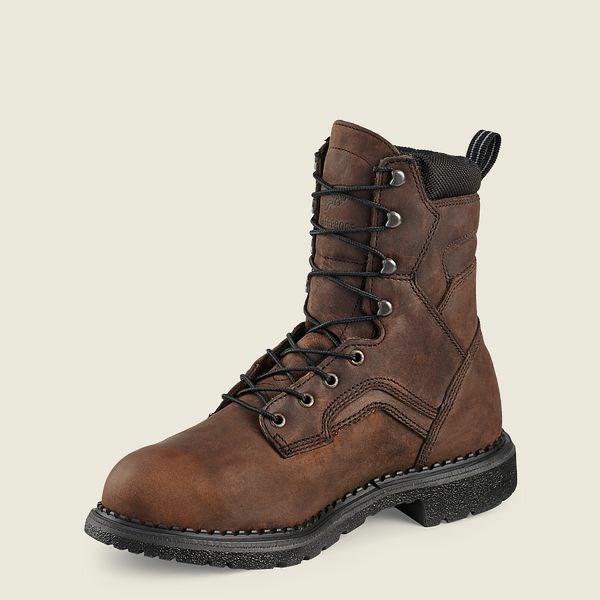 Men's Red Wing SuperSole 8-inch Waterproof Safety Toe Metguard Boot Work Boots Brown | VOA-463590