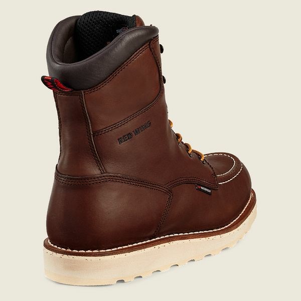 Men's Red Wing Traction Tred 8-inch Waterproof Safety Toe Boot Work Boots Brown | AWC-365807