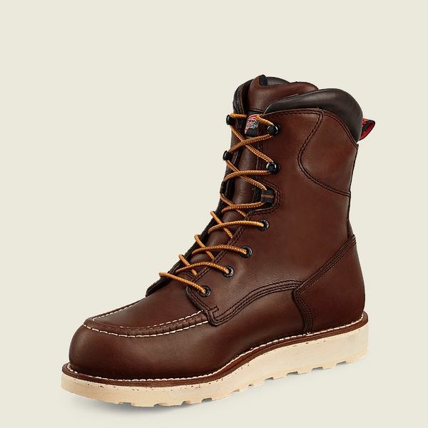 Men's Red Wing Traction Tred 8-inch Waterproof Safety Toe Boot Work Boots Brown | AWC-365807