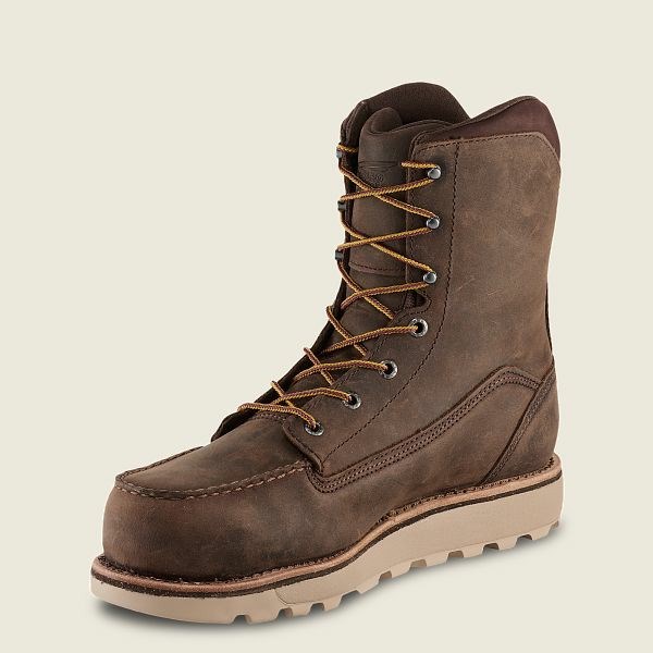 Men's Red Wing Traction Tred Lite 8-inch Waterproof Safety Toe Boots Brown | NDY-582013