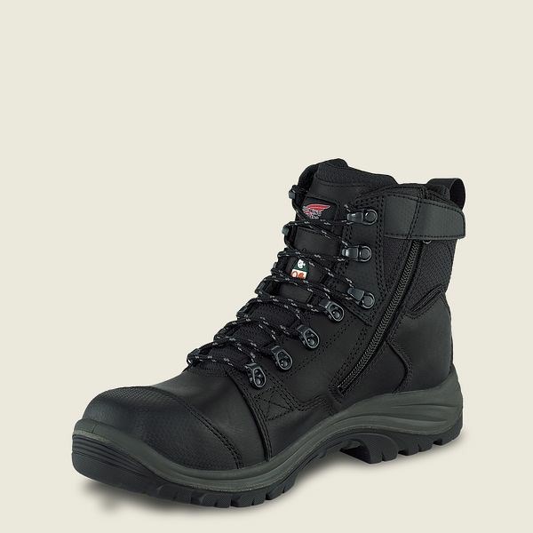 Men's Red Wing Tradesman 6-inch Side-Zip, Waterproof, CSA Safety Toe Boots Black | FAM-746501