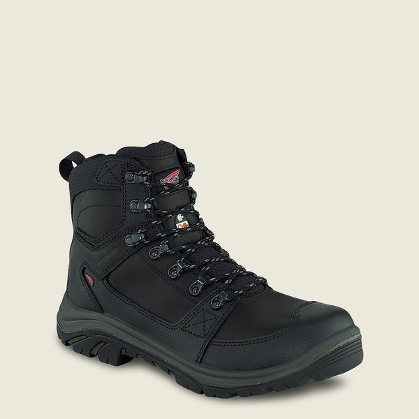 Men\'s Red Wing Tradesman 6-inch Side-Zip, Waterproof, CSA Safety Toe Boots Black | FAM-746501