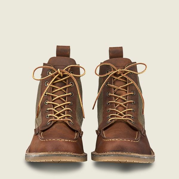 Men's Red Wing Weekender Canvas Moc 6-Inch Boot Heritage Boots Brown | RAT-419652