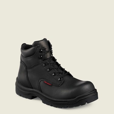 Men's Red Wing King Toe 6-inch Safety Toe Boot Work Boots Black | DFU-845062