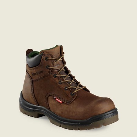 Men's Red Wing King Toe 6-inch Safety Toe Boot Work Boots Brown | LQG-048297