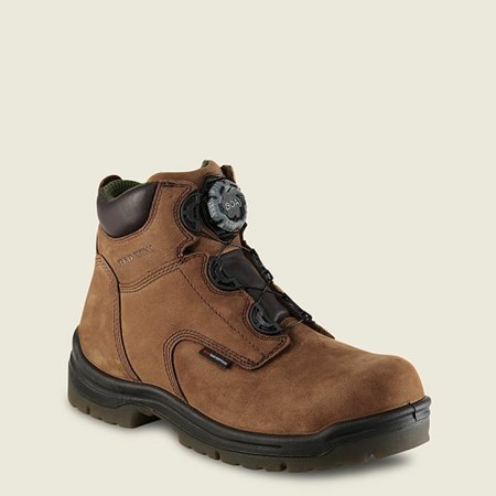 Men's Red Wing King Toe 6-inch Waterproof Safety Toe Boots Brown | CRM-698305