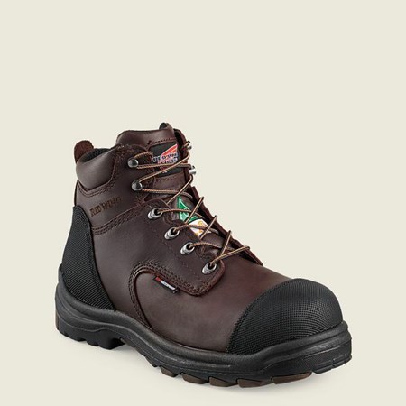 Men's Red Wing King Toe 6-inch Waterproof CSA Safety Toe Boot Work Boots Brown | NGS-834690