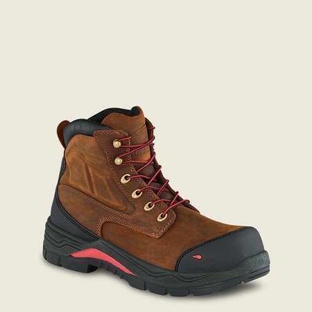 Men's Red Wing King Toe ADC 6-inch Waterproof Safety Toe Boots Brown / Black | BEJ-570168