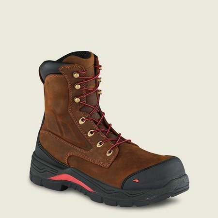 Men's Red Wing King Toe ADC 8-inch Waterproof Safety Toe Boot Work Boots Brown / Black | CYI-752091