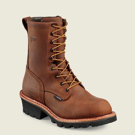 Men's Red Wing LoggerMax 9-inch Waterproof Safety Toe Boot Work Boots Brown | AWH-463127