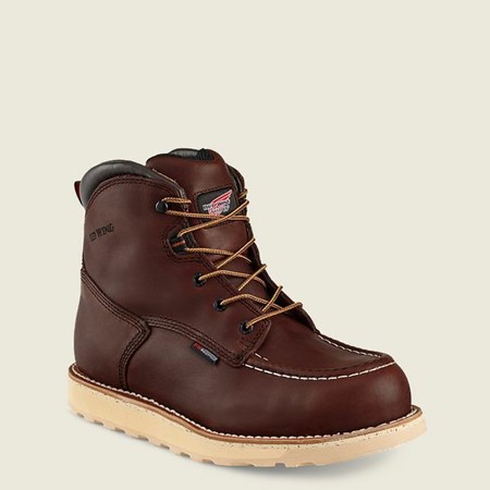 Men's Red Wing Traction Tred 6-inch Waterproof Safety Toe Boots Brown | ACY-980152