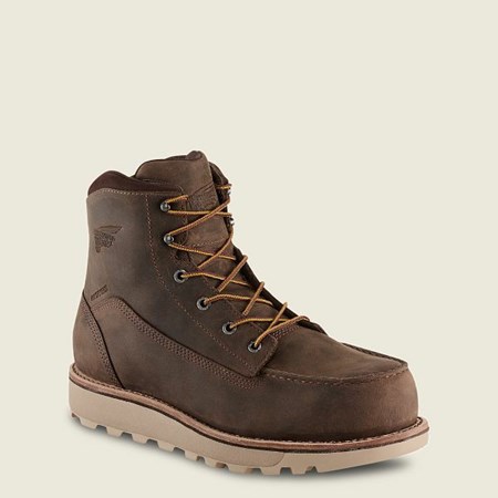 Men's Red Wing Traction Tred Lite 6-inch Waterproof Safety Toe Boots Brown | MIV-643812